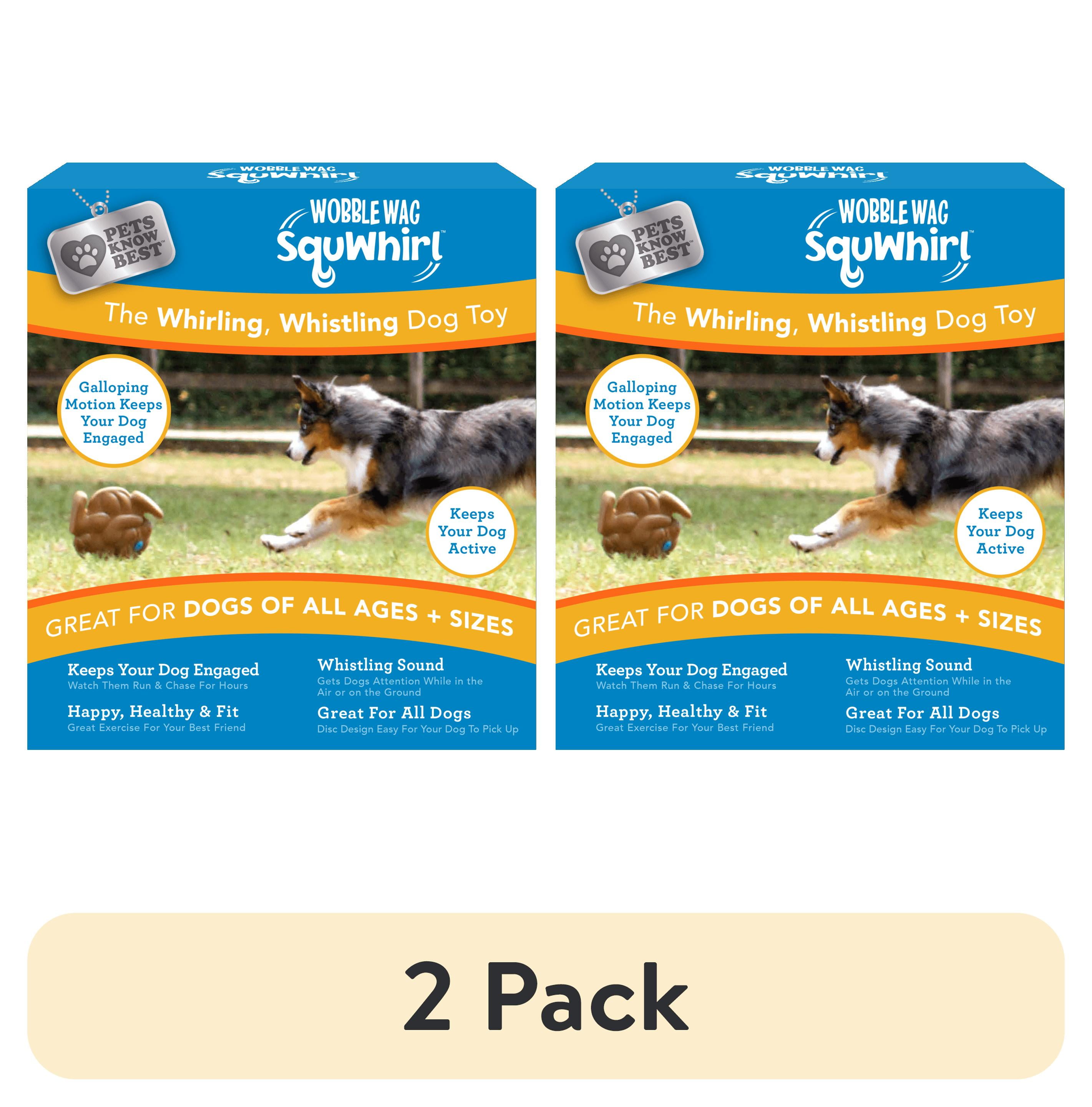 (2 pack) Pets Know Best SquWhirl Dynamic Tumbling Dog Toy - Fun Whistling Disc for Endless Playtime, Brown