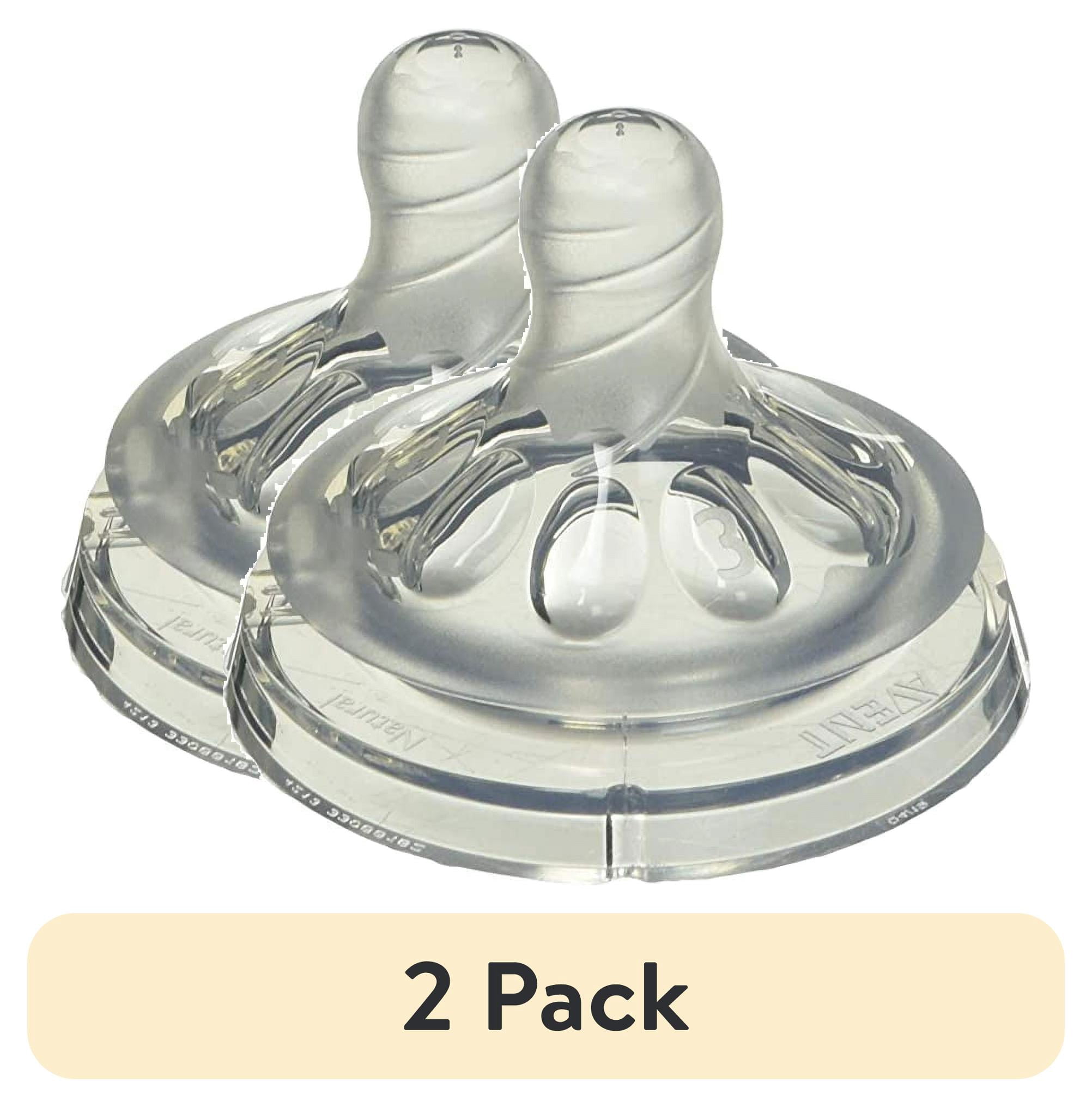 (2 pack) Philips Avent Natural Baby Bottle Medium Flow Nipple, 3M+, 2pk, SCF653/23
