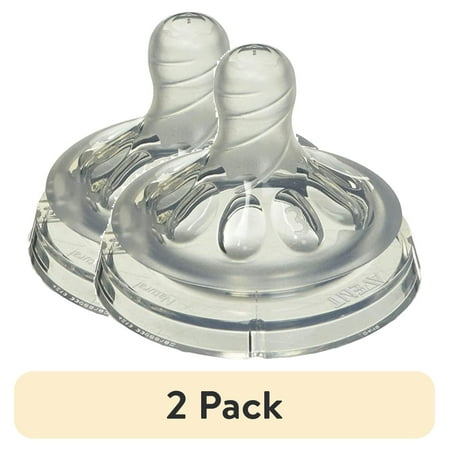 (2 pack) Philips Avent Natural Baby Bottle Medium Flow Nipple, 3M+, 2pk, SCF653/23