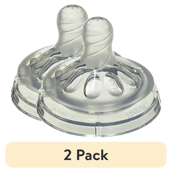 (2 pack) Philips Avent Natural Baby Bottle Medium Flow Nipple, 3M+, 2pk, SCF653/23