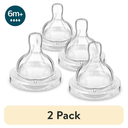(2 pack) Philips Avent Anti-colic Baby Bottle Flow 4 Nipple, 4pk, SCY764/04