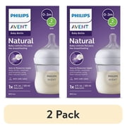 2 pack Philips Avent Natural Baby Bottle with Natural Response Nipple Slow Flow, Flow 2, SCY900/91
