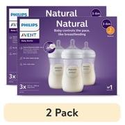 2 pack Philips Avent Natural Baby Bottles with Natural Response Nipples Medium Flow, Flow 3, 9oz, 3-Pack, SCY903/93