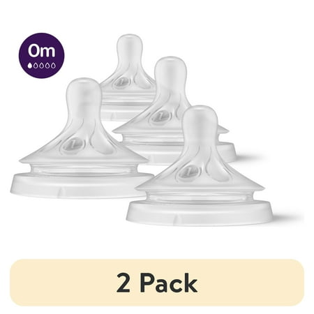 (2 pack) Philips Avent Natural Response Nipples, Extra Slow Flow (Flow 1), 4-Pack, SCY961/04