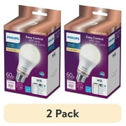 2 pack Philips Smart Wi-Fi Connected LED 60-Watt A19 Light Bulb, Frosted Soft White, Dimmable, E26 Base 1-Pack