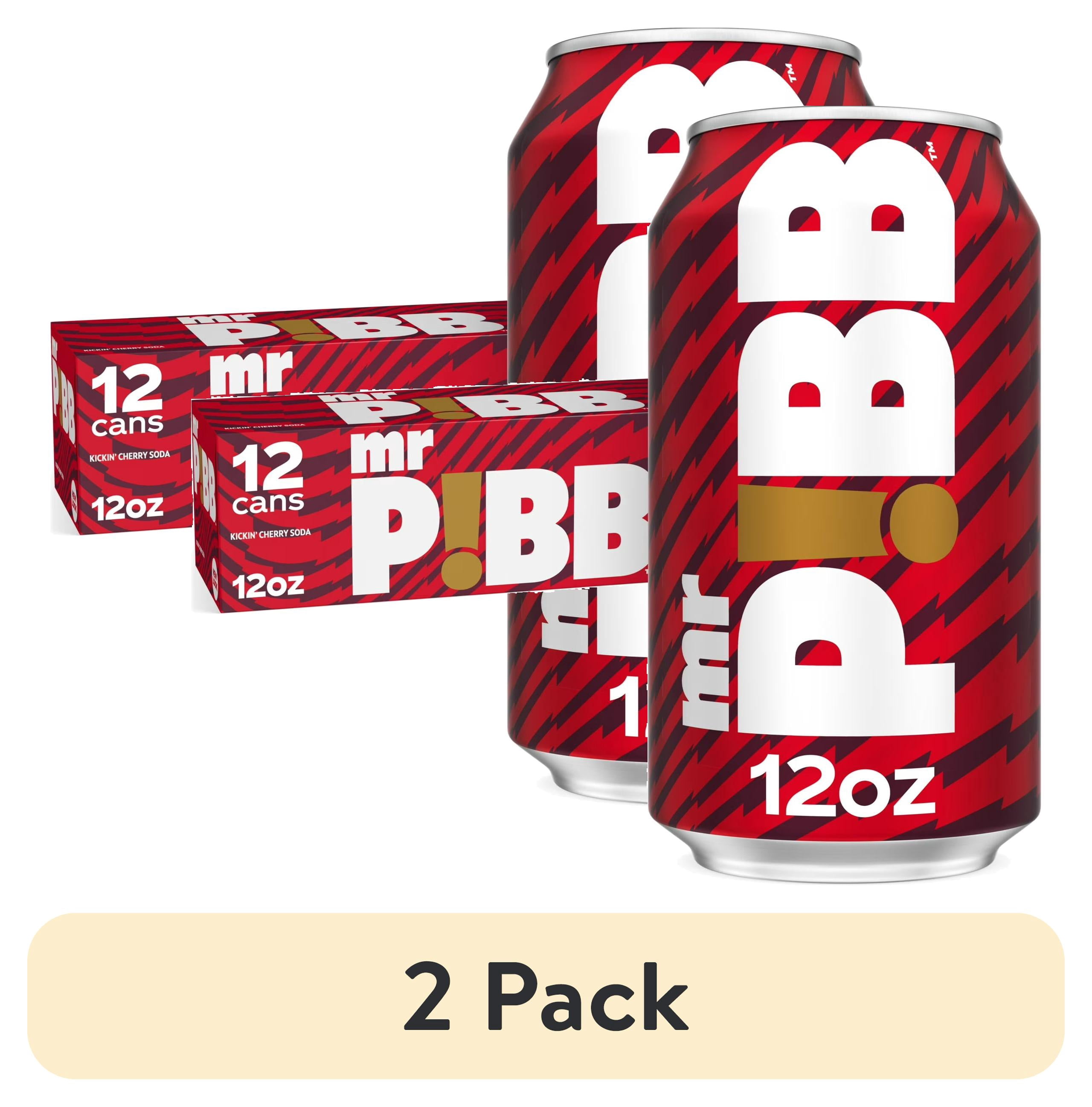 (2 pack) Mr. Pibb Cherry Soda Pop, 12 fl oz, 12 Pack Cans