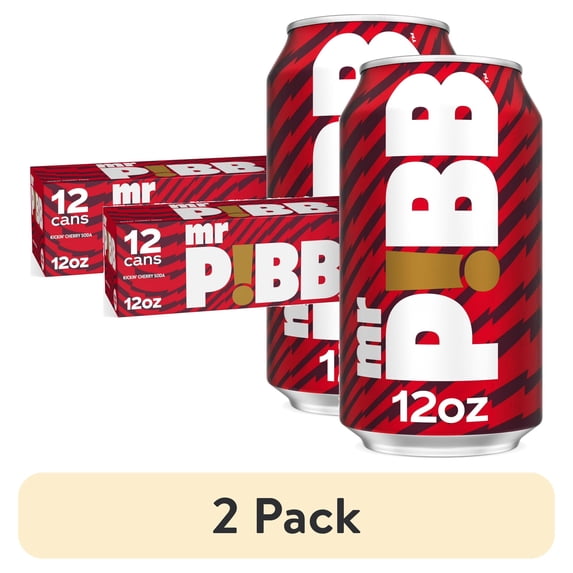(2 pack) Mr. Pibb Cherry Soda Pop, 12 fl oz, 12 Pack Cans