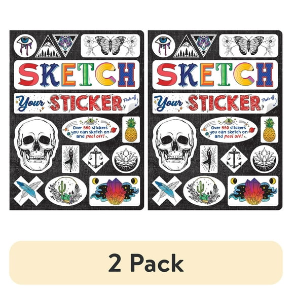 (2 pack) Piccadilly Sketch Your Sticker Journal for Ages 6 and Up, 7.3 x 9.7", Sticker Paper