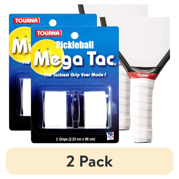 (2 pack) Pickleball Mega TAC Overgrip, White