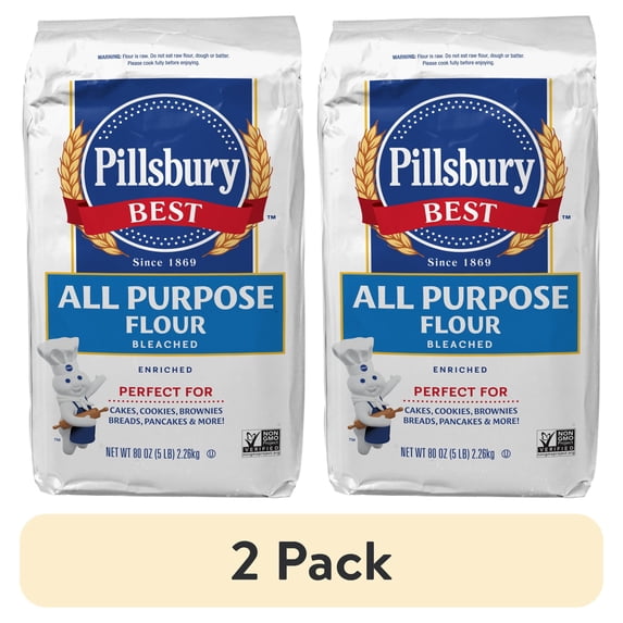 (2 pack) Pillsbury Best Bleached All Purpose Flour, 5 lb Bag