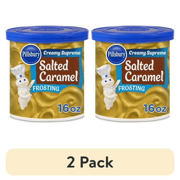 (2 pack) Pillsbury Creamy Supreme Salted Caramel Frosting, 16 oz Tub
