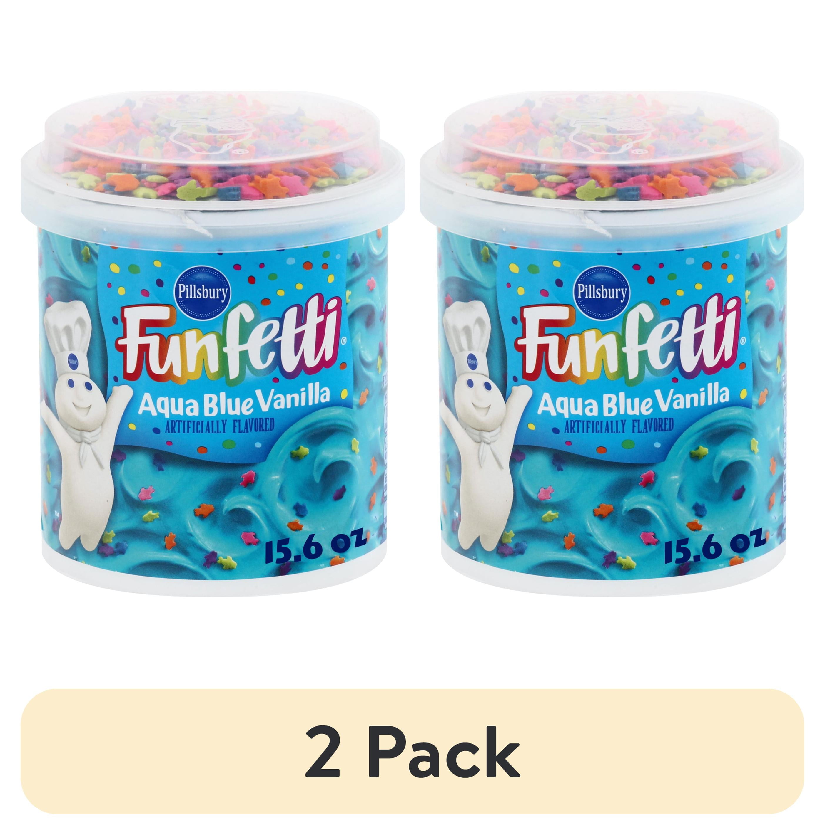 (2 pack) Pillsbury Funfetti Aqua Blue Vanilla Frosting, 15.6 oz Tub