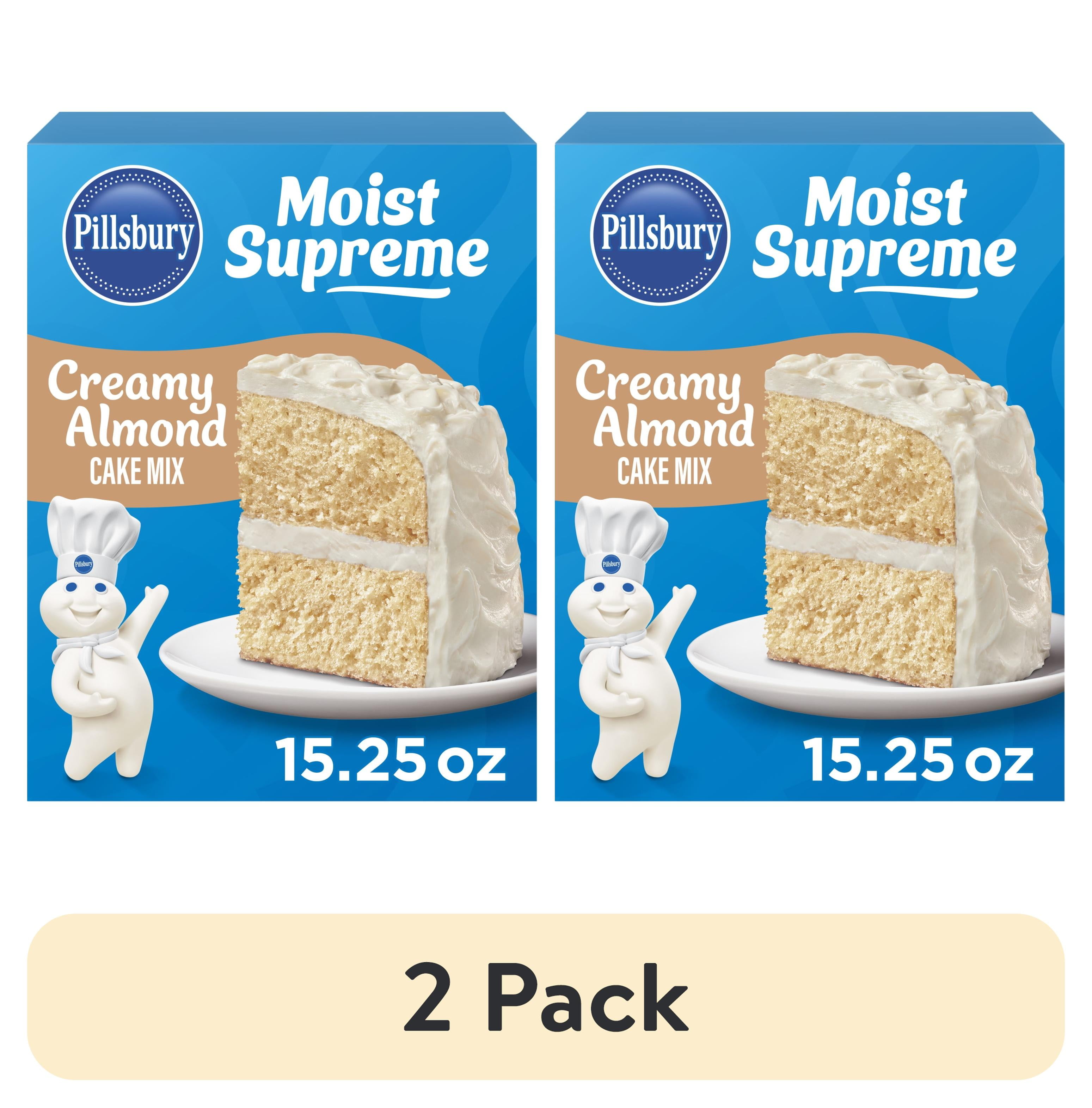 (2 pack) Pillsbury Moist Supreme Creamy Almond Cake Mix, 15.25 oz Box