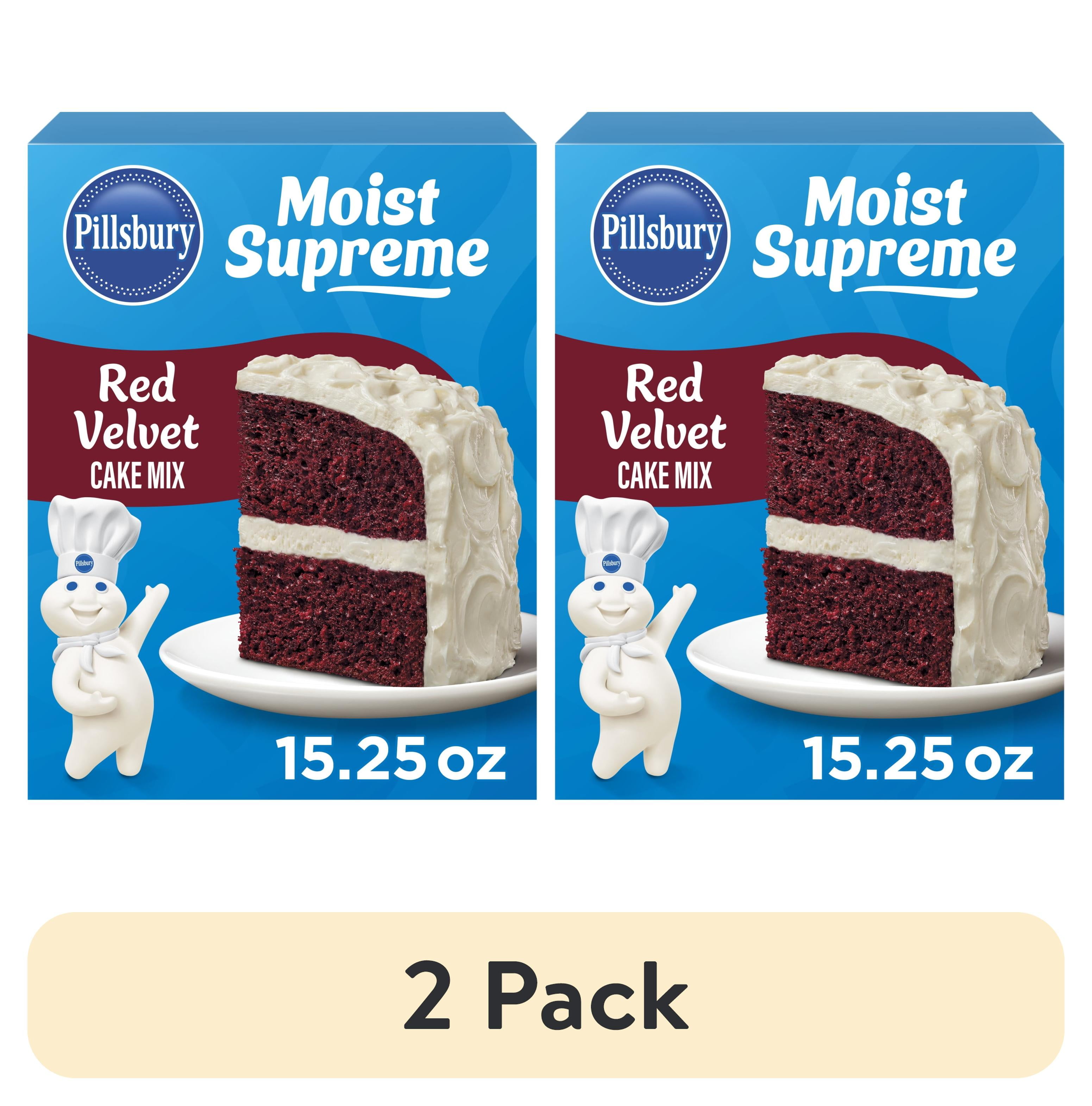 (2 pack) Pillsbury Moist Supreme Red Velvet Cake Mix, 15.25 oz Box
