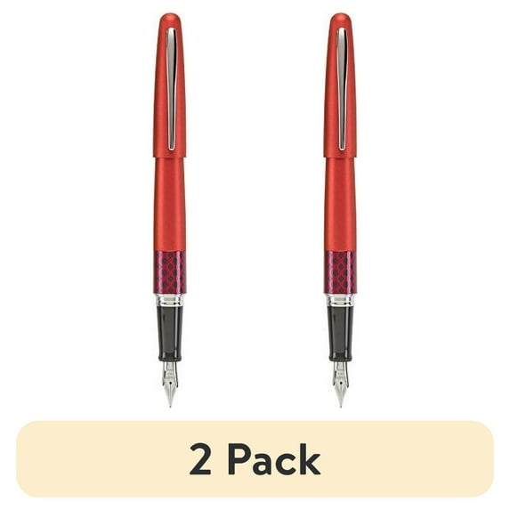 (2 pack) Pilot 91432 Mr Retro Pop Collection Fountain Pen, Red Barrel, Black Ink, Fine