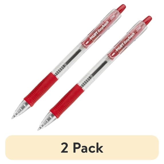 (2 pack) Pilot EasyTouch Retractable Ballpoint Pens Fine Pen Point - 0.7 mm Pen Point Size - Refillable - Retractable - Red - Clear Barrel - 12 / Dozen