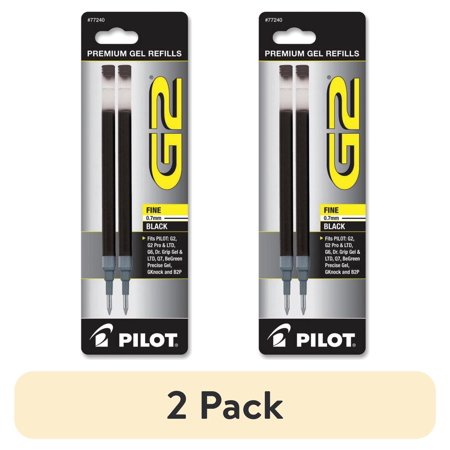 (2 pack) Pilot G2 Gel Pen Refill for G2, Fine Point, 0.7mm, Black Ink, 2 Count
