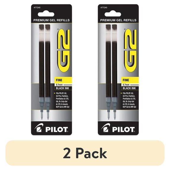 (2 pack) Pilot G2 Gel Pen Refill for G2, Fine Point, 0.7mm, Black Ink, 2 Count