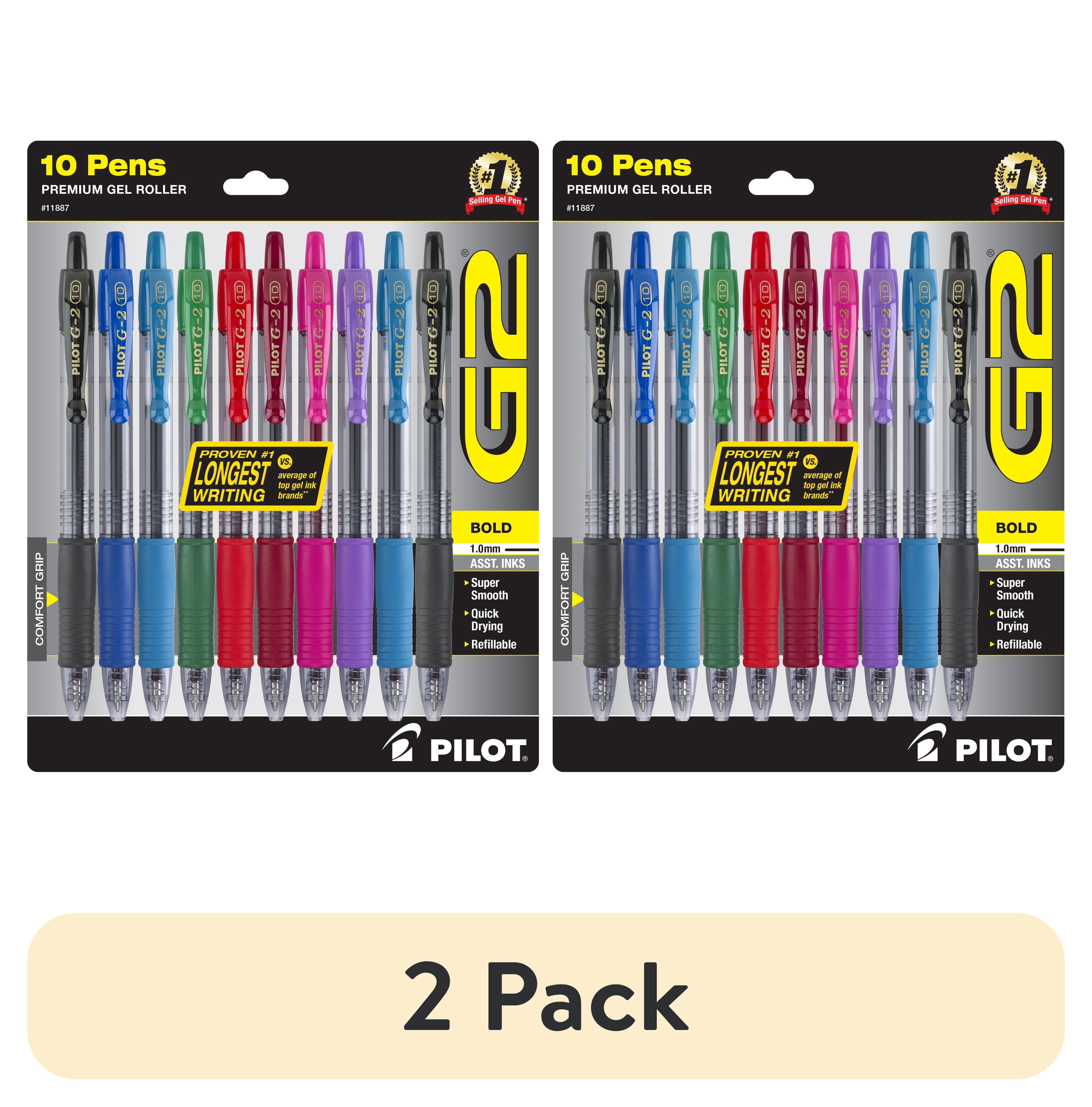 (2 pack) Pilot G2 Premium Retractable Gel Ink Pens, Bold Point (1.0 mm), Assorted Ink, 10 Count