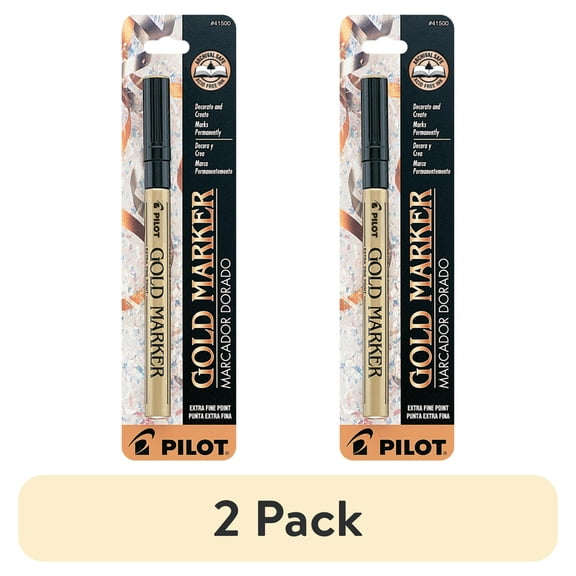 (2 pack) Pilot Metallic Permanent Marker, Extra-Fine, Gold