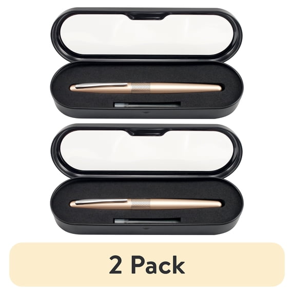 (2 pack) Pilot Metropolitan Fountain Pen, Gold Zig Zag Barrel, Medium Nib, Black Ink