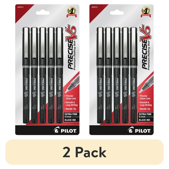 Pilot, PIL26010, Precise V5 Extra-Fine Premium Capped Rolling Ball Pens, 5 / Pack