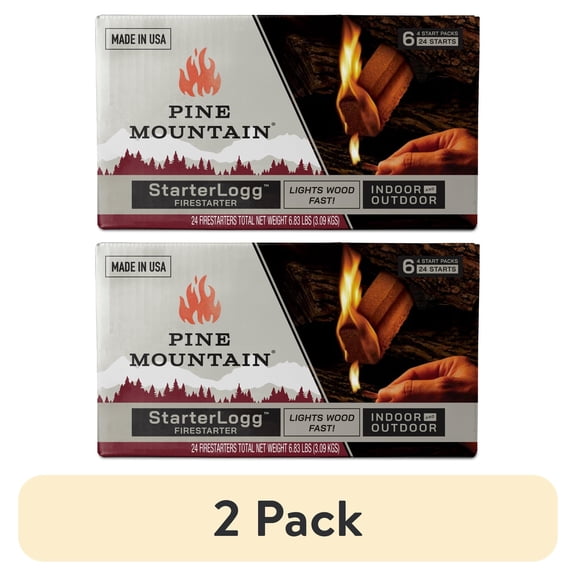 (2 pack) Pine Mountain StarterLogg Fire Starters for Firewood, 24 Count, Score-Split Bars