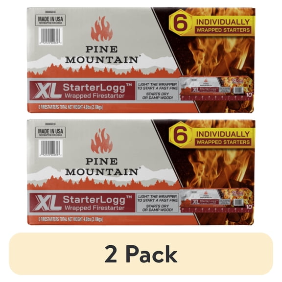 (2 pack) (2 pack) Pine Mountain XL StarterLogg, Extra-Large Fire Starter for Firewood, 6 Count