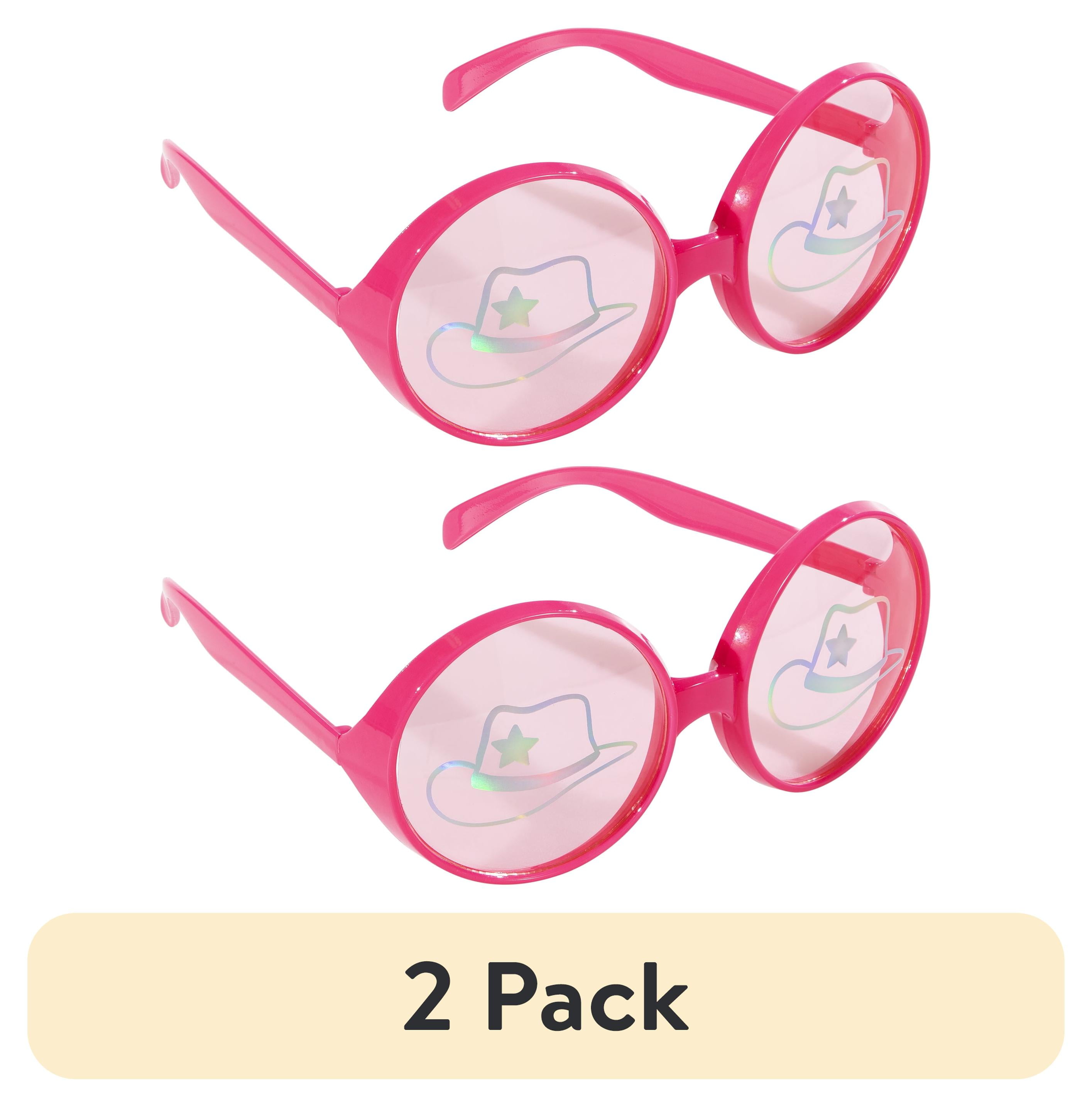 (2 pack) Pink Plastic Party Costume Glasses by Way to Celebrate