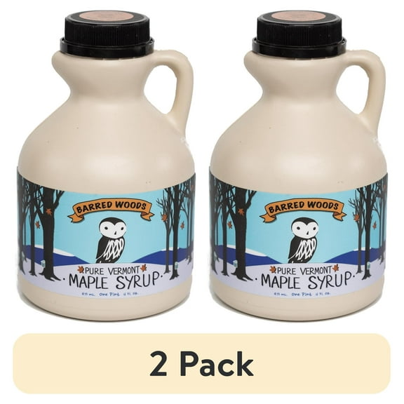 (2 pack) Pint Pure Vermont Organic Maple Syrup (16 oz) - Grade A Amber Rich