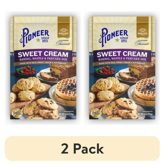 (2 pack) Pioneer Sweet Cream Baking - Waffle & Pancake Mix - 6 oz