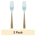 thumbnail image 1 of (2 pack) Pioneer Woman Light Blue & Gold Plastic Cutlery Set for 6, 18pcs, 1 of 8