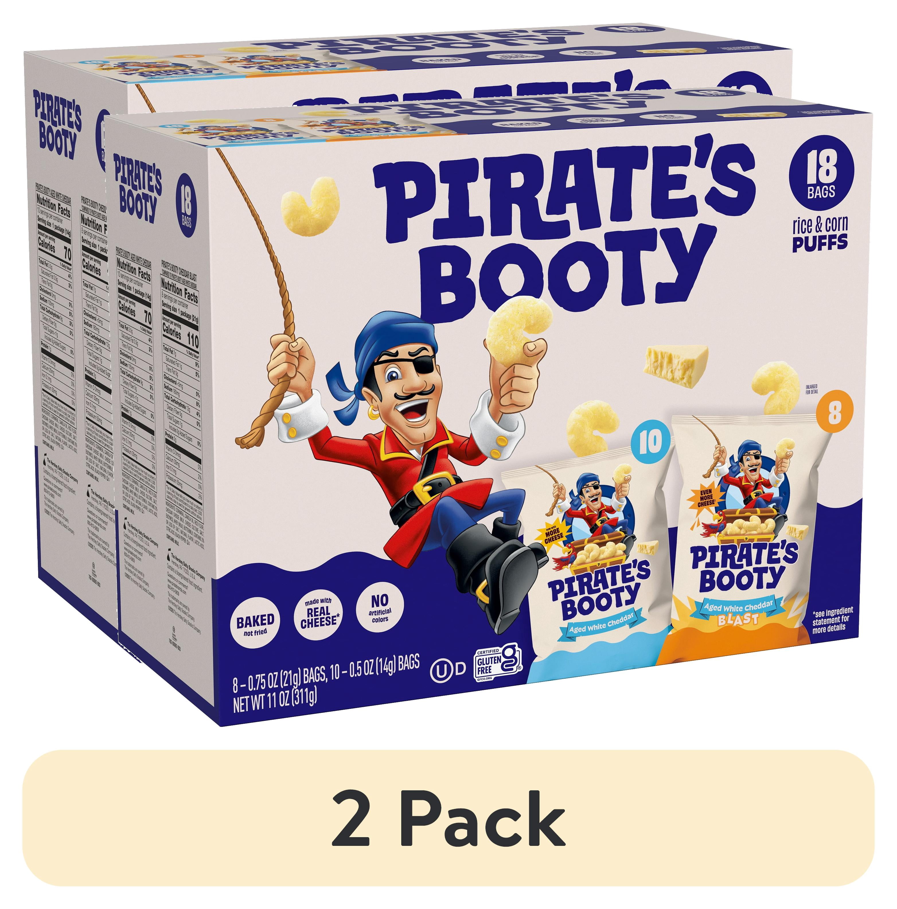 (2 pack) Pirate's Booty Gluten-Free Aged White Cheddar + Cheddar Blast Puffed Kid Snacks Variety Pack (18 count)
