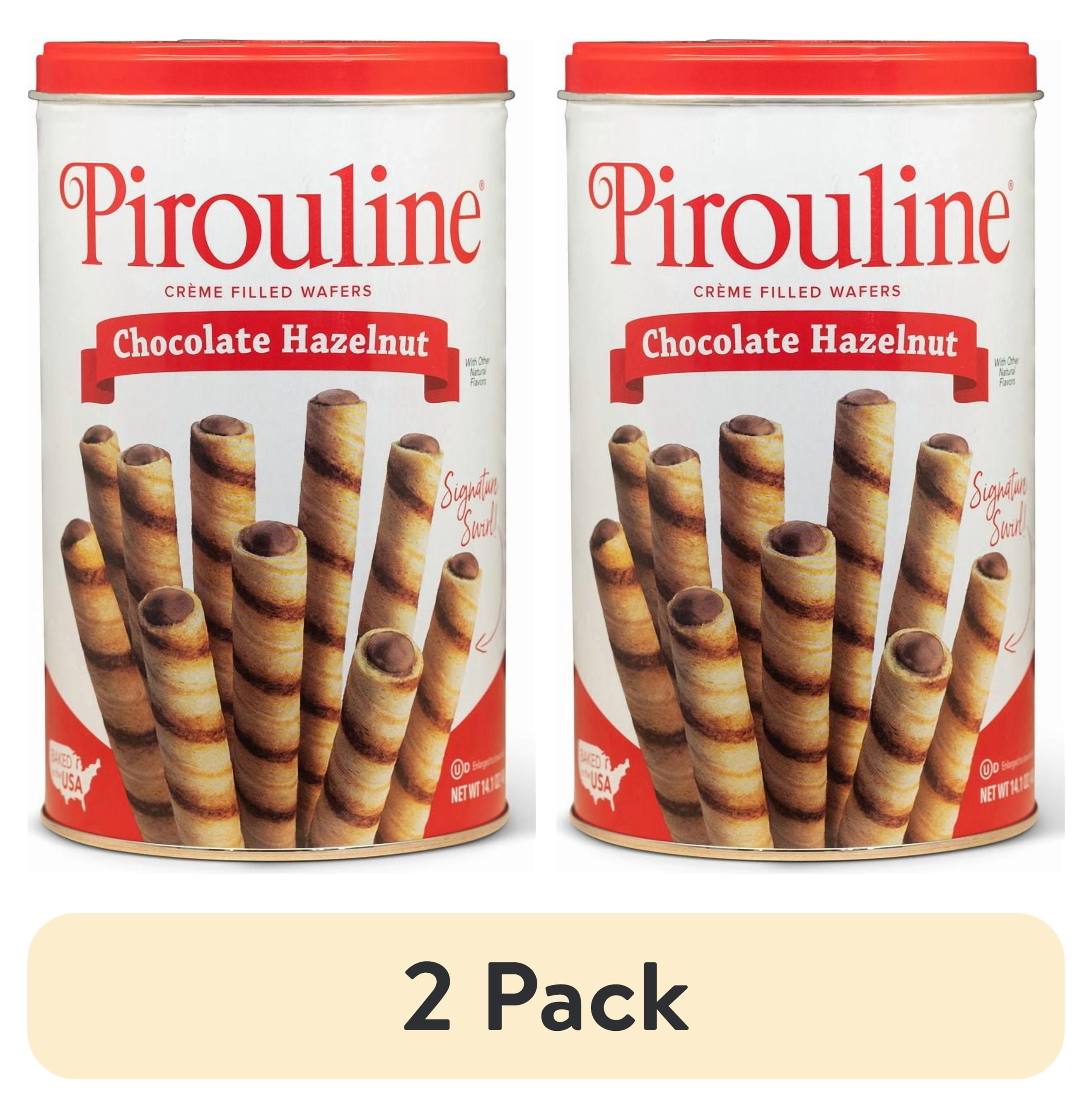 (2 pack) Pirouline Chocolate Hazelnut Creme Filled Rolled Wafers - 14.1oz Tin, 32 Cookies
