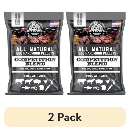Pit Boss 100% All-Natural Hardwood Competition Blend BBQ Grilling Pellets, 40 Pound Bag