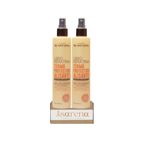2 pack Placenta Life Be Natural Lisso Keratina Smoothing Thermoprotector for Straight or Frizzy Hair-Split Ends Repairing-Nourishing- Frizz Control Termoprotector -250 ml/8.45 fl.oz