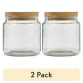 thumbnail image 1 of (2 pack) Plaid Surfaces Glass Jar with Bamboo Lid, 550 ml Clear Jar for DIY Arts and Crafts, 1 of 7