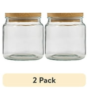 (2 pack) Plaid Surfaces Glass Jar with Bamboo Lid, 550 ml Clear Jar for DIY Arts and Crafts