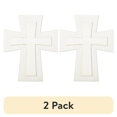 (2 pack) Plaid Surfaces Layered Wood Shape, Cross