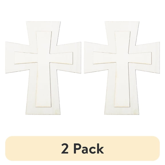 (2 pack) Plaid Surfaces Layered Wood Shape, Cross