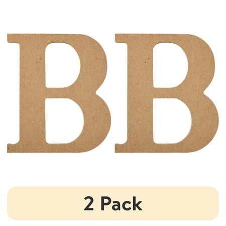 (2 pack) Plaid Unfinished Wood MDF 5" Letter for DIY Arts and Crafts, B