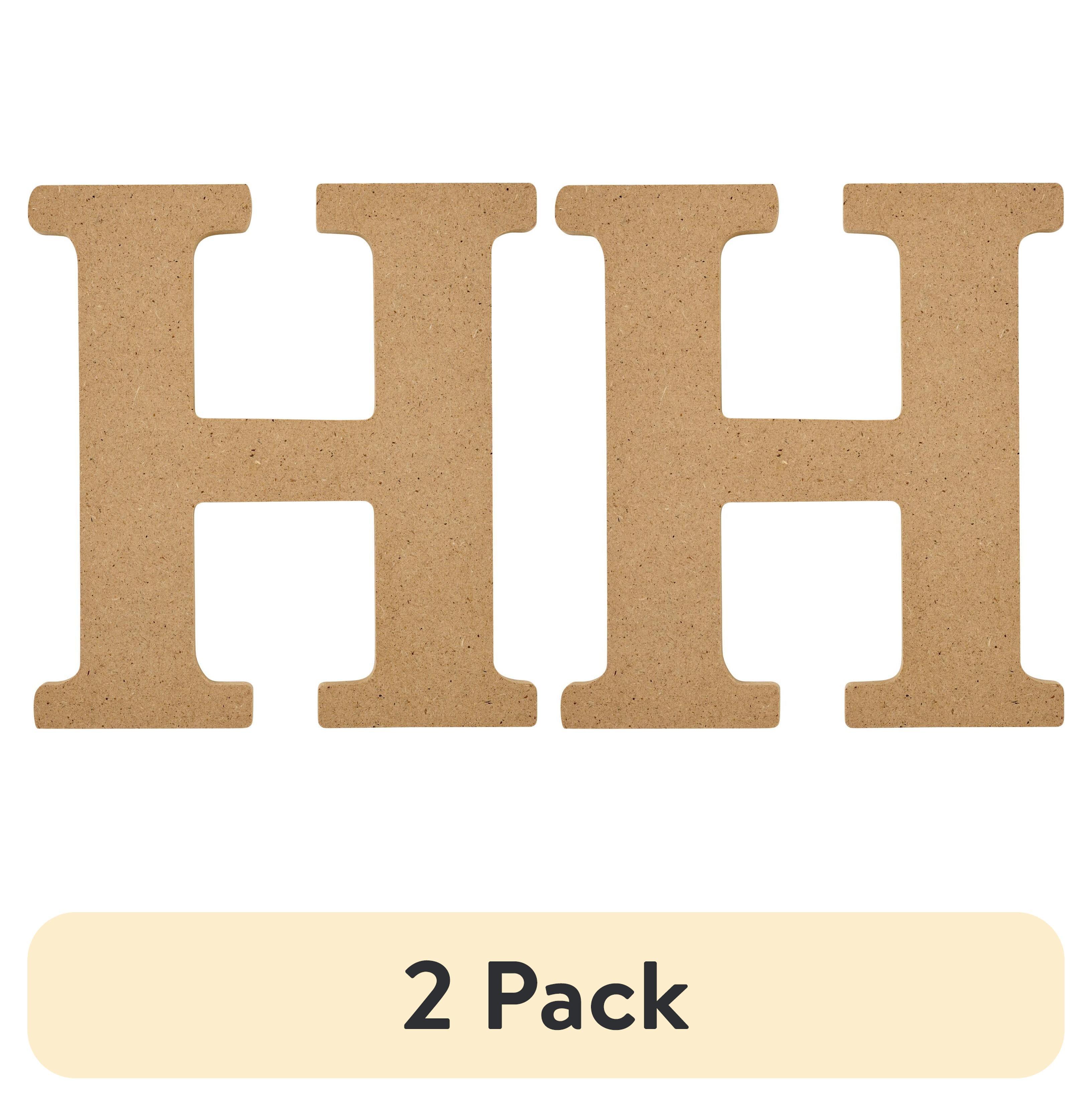 (2 pack) Plaid Unfinished Wood MDF 5" Letter for DIY Arts and Crafts, H