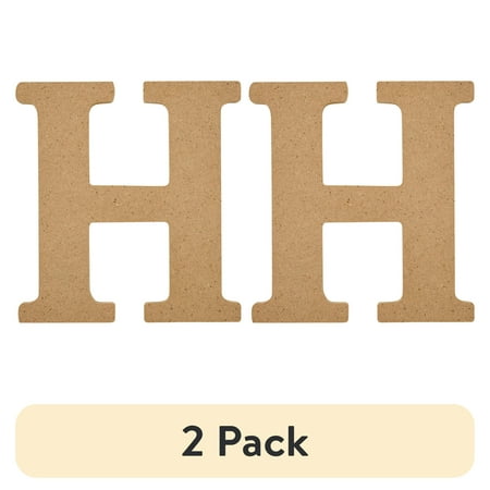 (2 pack) Plaid Unfinished Wood MDF 5" Letter for DIY Arts and Crafts, H