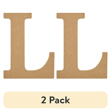 (2 pack) Plaid Unfinished Wood MDF 5" Letter for DIY Arts and Crafts, L