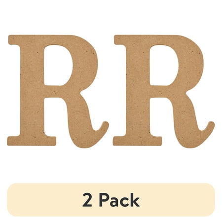 (2 pack) Plaid Unfinished Wood MDF 5" Letter for DIY Arts and Crafts, R