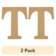 (2 pack) Plaid Unfinished Wood MDF 5" Letter for DIY Arts and Crafts, T