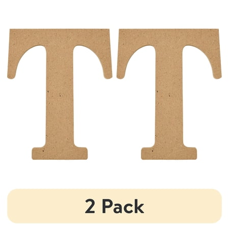 (2 pack) Plaid Unfinished Wood MDF 5" Letter for DIY Arts and Crafts, T