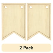 (2 pack) Plaid Unpainted Wood Suraces, Pennant, 7"
