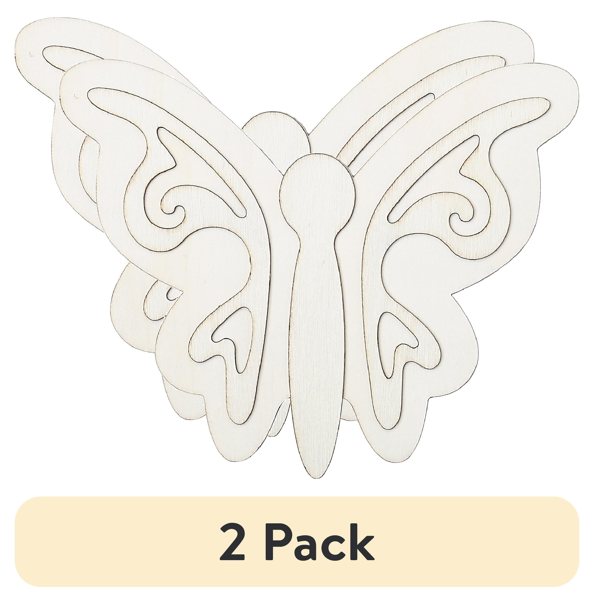 (2 pack) Plaid Surfaces Layered Wood Shape, Butterfly
