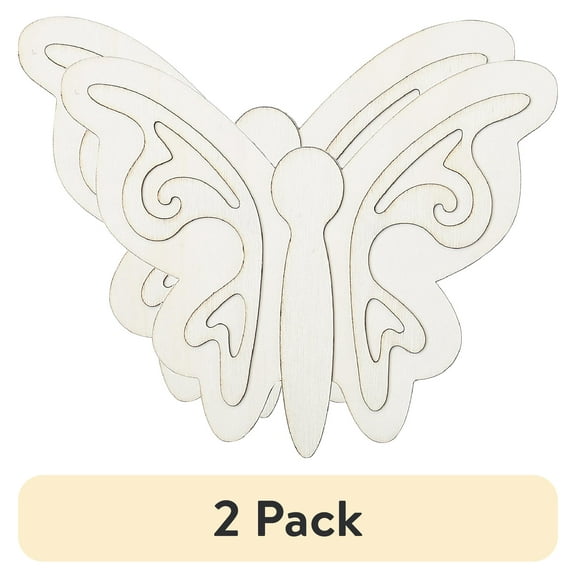 (2 pack) Plaid Surfaces Layered Wood Shape, Butterfly